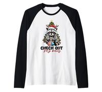 Funny Raton Laveur Noël Check Out My Balls Manche Raglan