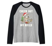 Funny Raton Laveur Noël Check Out My Balls Manche Raglan