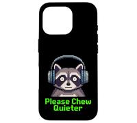 Funny Raton Laveur Pixel Art Please Chew Quieter Gamer Headphones Coque pour iPhone 16 Pro