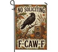 Funny Raven Drapeau de jardin d'automne 30,5 x 45,7 cm | Citation humoristique, drapeau de pelouse, feuilles d'automne, haut-parleur rustique, thème récolte, décoration de jardin
