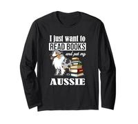 Funny Read Books & Pet Blue Merle Australian Shepherd Lover Manche Longue