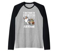 Funny Read Books & Pet Blue Merle Australian Shepherd Lover Manche Raglan