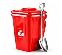 Funny Recycling Bin Coffee Mug Ceramic Trash Can Cup with Lid Shovel Spoon | 360ml Novelty Mugs Wheeled Garbage Container Design Stirring Scoop Home Kitchen Workspace Decor Birthdays(Red)