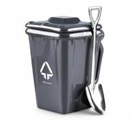 Funny Recycling Bin Coffee Mug Ceramic Trash Can Cup with Lid Shovel Spoon | 360ml Novelty Mugs Wheeled Garbage Container Design Stirring Scoop Home Kitchen Workspace Decor Birthdays(Gray)