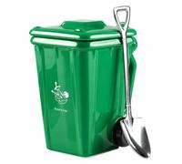 Funny Recycling Bin Coffee Mug Ceramic Trash Can Cup with Lid Shovel Spoon | 360ml Novelty Mugs Wheeled Garbage Container Design Stirring Scoop Home Kitchen Workspace Decor Birthdays(vert)