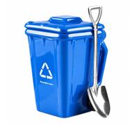 Funny Recycling Bin Coffee Mug Ceramic Trash Can Cup with Lid Shovel Spoon | 360ml Novelty Mugs Wheeled Garbage Container Design Stirring Scoop Home Kitchen Workspace Decor Birthdays(Blue)