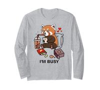 Funny Red Panda Im Busy Boba Tea Snacks Zoo Garçons Filles Enfants Manche Longue