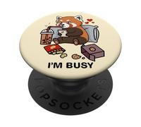 Funny Red Panda Im Busy Boba Tea Snacks Zoo Garçons Filles Enfants PopSockets PopGrip Adhésif