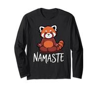 Funny Red Panda Namaste Yoga Humor Fire Fox for Women Girls Manche Longue
