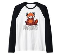 Funny Red Panda Namaste Yoga Humor Fire Fox for Women Girls Manche Raglan