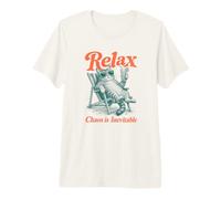 Funny Relax Chaos is Inevitable Funny Cat T-Shirt Haut de Gamme