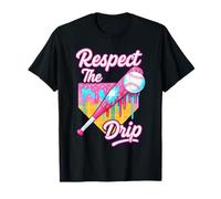 Funny Respect the Drip Baseball Ice Cream Drip Birthday Kid T-Shirt