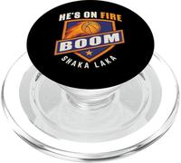 Funny Retro Basketball Shirt Hes on Fire Boom PopSockets PopGrip pour MagSafe