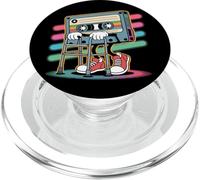 Funny Retro Old Cassette Tape Cartoon with Walker Nostalgie PopSockets PopGrip pour MagSafe