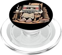 Funny Retro Old Cassette Tape Cartoon with Walker Nostalgie PopSockets PopGrip pour MagSafe