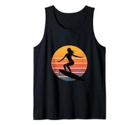 Funny Retro Surfer Girl Sunset Silhouette Femme Débardeur