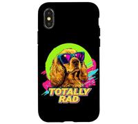 Funny Retro Vintage 80s 90s Totally Rad Cocker Spaniel Lover Coque pour iPhone X/XS