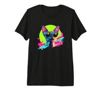 Funny Retro Vintage 80s Sunglasses Hairless Sphinx Cat Lover T-Shirt Haut de Gamme