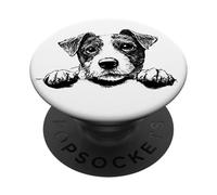Funny Retro Vintage Logo Happy Face Jack Russell Terrier PopSockets PopGrip Adhésif