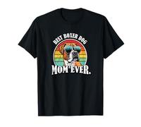 Funny Retro Vintage Womens Best Mom Boxer Dog Lover T-Shirt