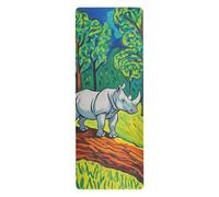 Funny Rhino on The Tree Tapis de yoga pour yoga chaud pour entraînement au sol imprimé, antidérapant, serviette pour tapis de yoga avec sac tapete para ejercicio 180,3 x 66 cm
