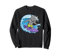 Funny Rhino Surfe sur Une Vague océanique 1 - Fan Fun Sweatshirt