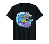 Funny Rhino Surfe sur Une Vague océanique 1 - Fan Fun T-Shirt