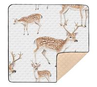Funny Rock Deer Tapis de jeu pliable pour bébé au sol imperméable Motif cerf Blanc 127 x 127 cm