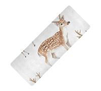Funny Rock Deer Tapis de yoga antidérapant en caoutchouc naturel pour homme Blanc 1 mm d'épaisseur avec sac de yoga 180,3 x 66 cm