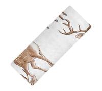 Funny Rock Deer Tapis de yoga pliable en caoutchouc naturel antidérapant avec sac de transport 180,3 x 66 cm