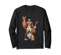 Funny Rock Dog Cocker Spaniel Guitare Player Design Manche Longue