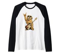 Funny Rock Dog Golden Retriever Music Lover Manche Raglan