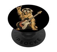 Funny Rock Dog Golden Retriever Music Lover PopSockets PopGrip Adhésif