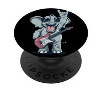 Funny Rock Elephant Guitare Player Retro Design Cool Shades PopSockets PopGrip Adhésif