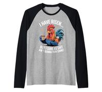 Funny Rooster Coffee Grumpy Morning Chicken Humour Tee Manche Raglan