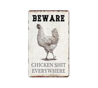 Funny Rooster Warning Sign Vintage Metal Tin Sign Farmhouse Decor for Garage Chicken Coop Shed 8 X 12 inch