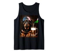 Funny Rottweiler Drinking Beer Meme 4th of July American Débardeur