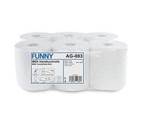Funny rouleaux essuie-main, devidage central, 20 cm, 2-couche, blanc, 6 rouleaux