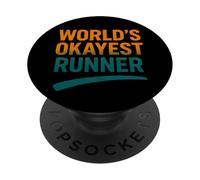 Funny Running Joke World's Okayest Runner Citation PopSockets PopGrip Adhésif
