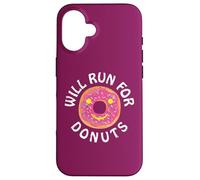 Funny Running Saying with Sweet Graphic Will Run for Donuts Coque pour iPhone 16