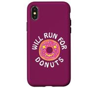 Funny Running Saying with Sweet Graphic Will Run for Donuts Coque pour iPhone X/XS