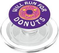 Funny Running Saying with Sweet Graphic Will Run for Donuts PopSockets PopGrip pour MagSafe