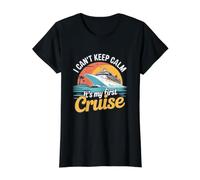 Funny Sailing I Can't Keep Calm, C'est ma première croisière T-Shirt Graphique avec Valeur, Femme, Noir, XS