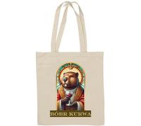 Funny Saint Beaver Kurwa Bobr Sac fourre-tout en coton naturel Blanc