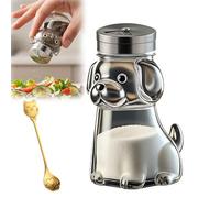 Funny Salt and Pepper Glass Bottle, Cute Salt Pepper Containers with Glass Bottle Stainless Steel Lids for Kitchen Cooking, BBQ, Bar, Table, Camp - Fun Gift with Animal Cat & Dog Shapes (A-1)