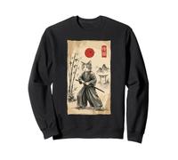 Funny Samurai Cat Warrior Japanese Ukiyo-e Ink Wash Painting Sweatshirt