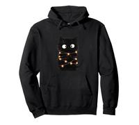 Funny Santa Cat Christmas Tree Light Chain Cat Lover Sweat à Capuche