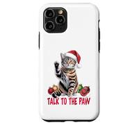 Funny Santa Cat Talk to The Paw empêtré dans la lumière de Coque pour iPhone 11 Pro