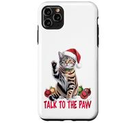 Funny Santa Cat Talk to The Paw empêtré dans la lumière de Coque pour iPhone 11 Pro Max