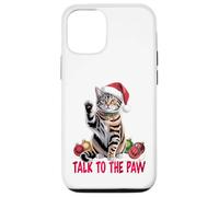 Funny Santa Cat Talk to The Paw empêtré dans la lumière de Coque pour iPhone 12/12 Pro
